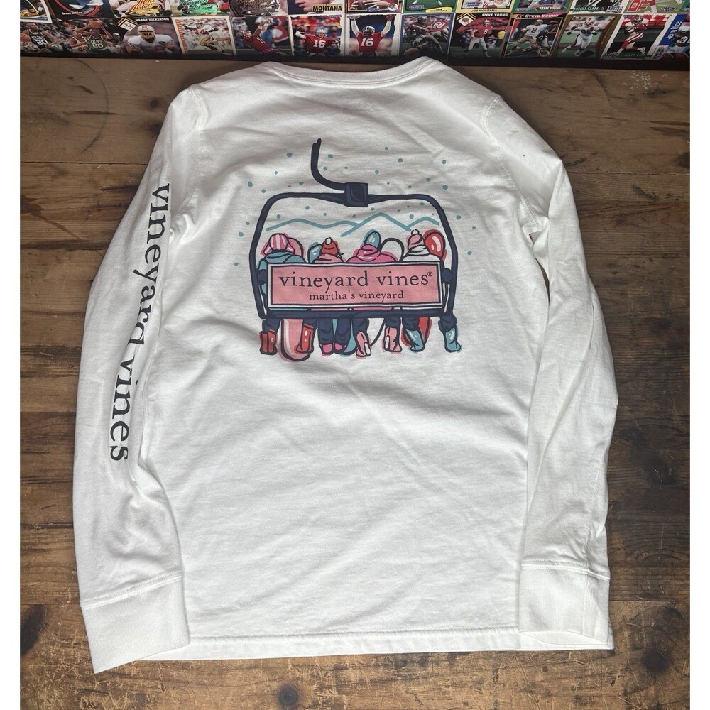 Vineyard Vines Martha’s Vineyard Long Sleeve Tee Size XXS Ski Lift Print Winter